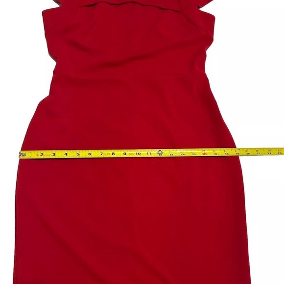 WesleeRose Red Size 8 Pencil Dress below knee length unlined - Picture 12 of 12